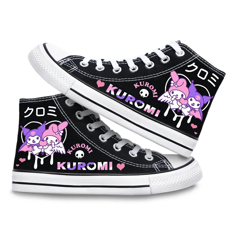 New Sanrio Kuromi Melody Cinnamoroll Cartoon Female Student Casual High Top Canvas Shoes Cute Lolita Versatile Couple's Sneakers