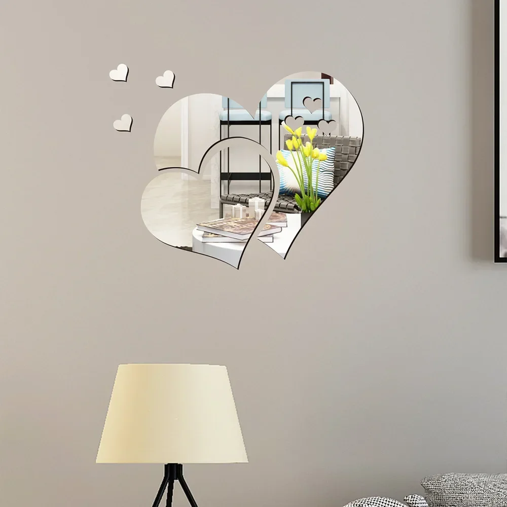 

3D Acrylic Wall Stickers Europe Style Hearts Fashion DIY Decals Self-adhesive LOVE Wedding Background Decoration Mirror Ornament