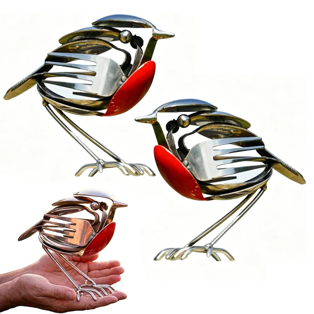 Metall-Robin-Vogelskulptur Gartendekoration Rustikale Rote Brust Figur aus Schrottmetall Einzigartiges Geschenk für Vogelliebhaber