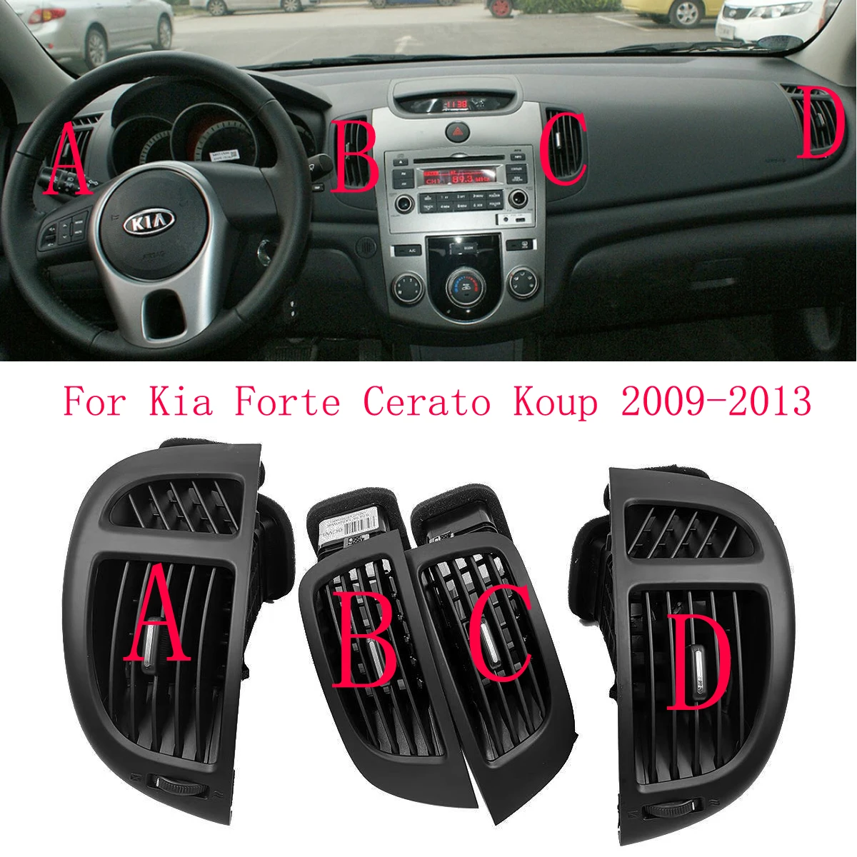 

Для KIA FORTE CERATO 2008-2015 кондиционер, розетка кондиционера, передний воздуховыпускной центр, вентиляционные отверстия, панель, автомобильные аксессуары