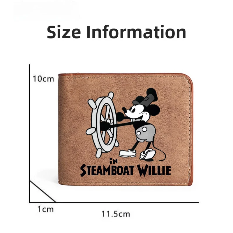 باخرة ويلي ميكي ماوس أنيمي محفظة قصيرة خمر بولي محفظة محفظة جلدية البنك الائتمان حامل بطاقات التعريف الشخصية طالب Portefeuille هدية