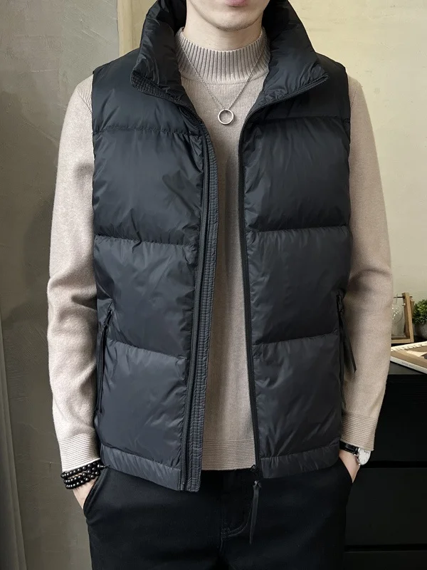 

Warm Quilted Jaet Stand Collar ort Men's Vest Casual Bread Sle Top Youthful Polyester Fiber Winter Faion Outerwear