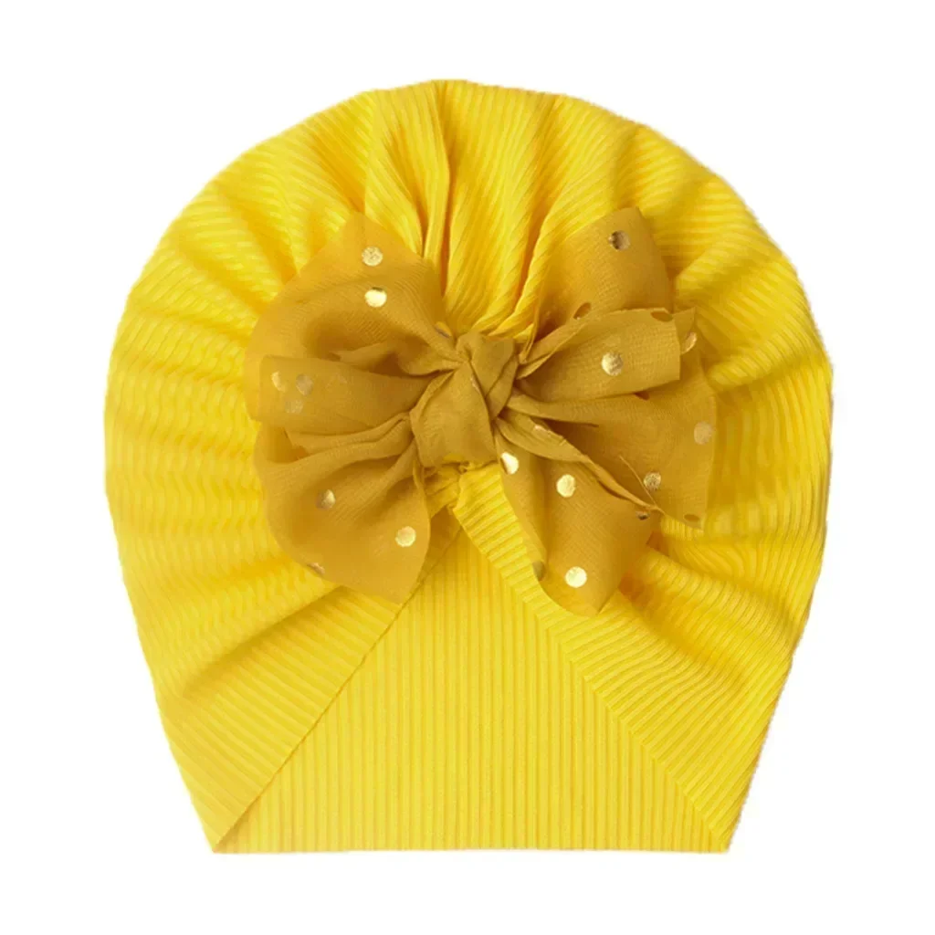 Lovely Shiny Bowknot Hat Turban  Cute Bow Solid Color Baby Hat Headwrap Soft Newborn Infant Cap Headband Photography Props