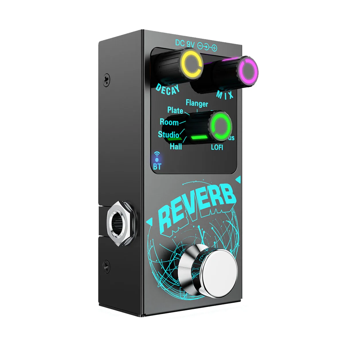 Miwayer REVERB Digital Reverb Pedal – 9 Effects, BT 5.4, Decay/Mix Knobs, Dual Power, LED Glow, for Electric Guitar