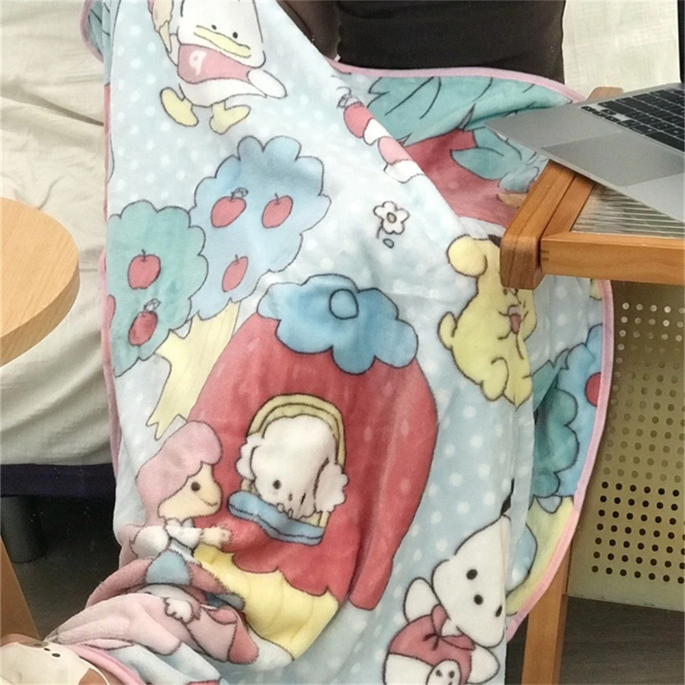 Cute Anime Blanket Lovely Anime Warm Flannel Blanket Pillowcase Japanese style Blanket Bedspread Bedroom Sofa Bed Girl