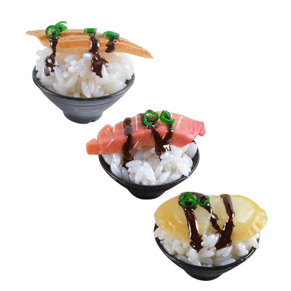 3 Pcs Simulation Sushi Pretend Food Toy Realistic Play Rice Game Fake Model for Kids Kitchen Child
