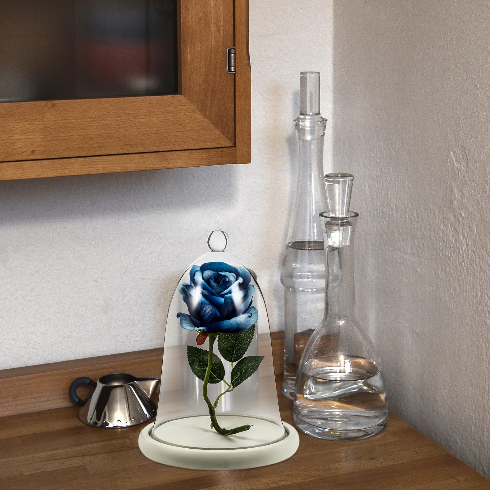 

1Set Creative Preserved Flower Glass Cover Elegant Home Decor Display Collectibles Micro Landscape DIY Adornment