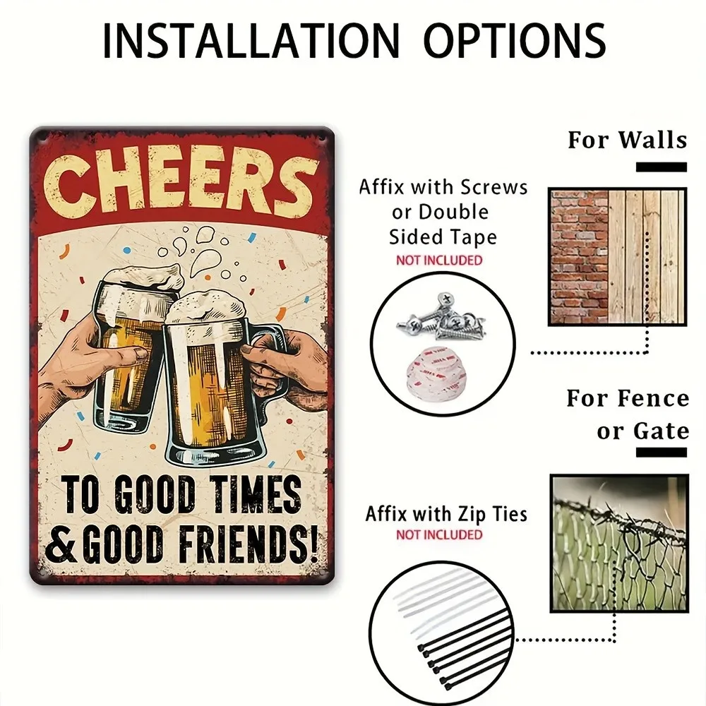 Vintage Metal Tin Sign Beer Cheers to Good Times Good 8x12 Metal Sign
