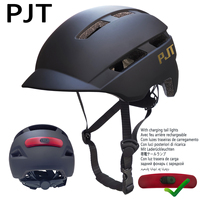 PJT New Cycling Helmet In-Mold Mountain Road USB Rechargeable Taillight Bicycle Bike Helmets Sports Safe Hat MTB Cycling Helmet