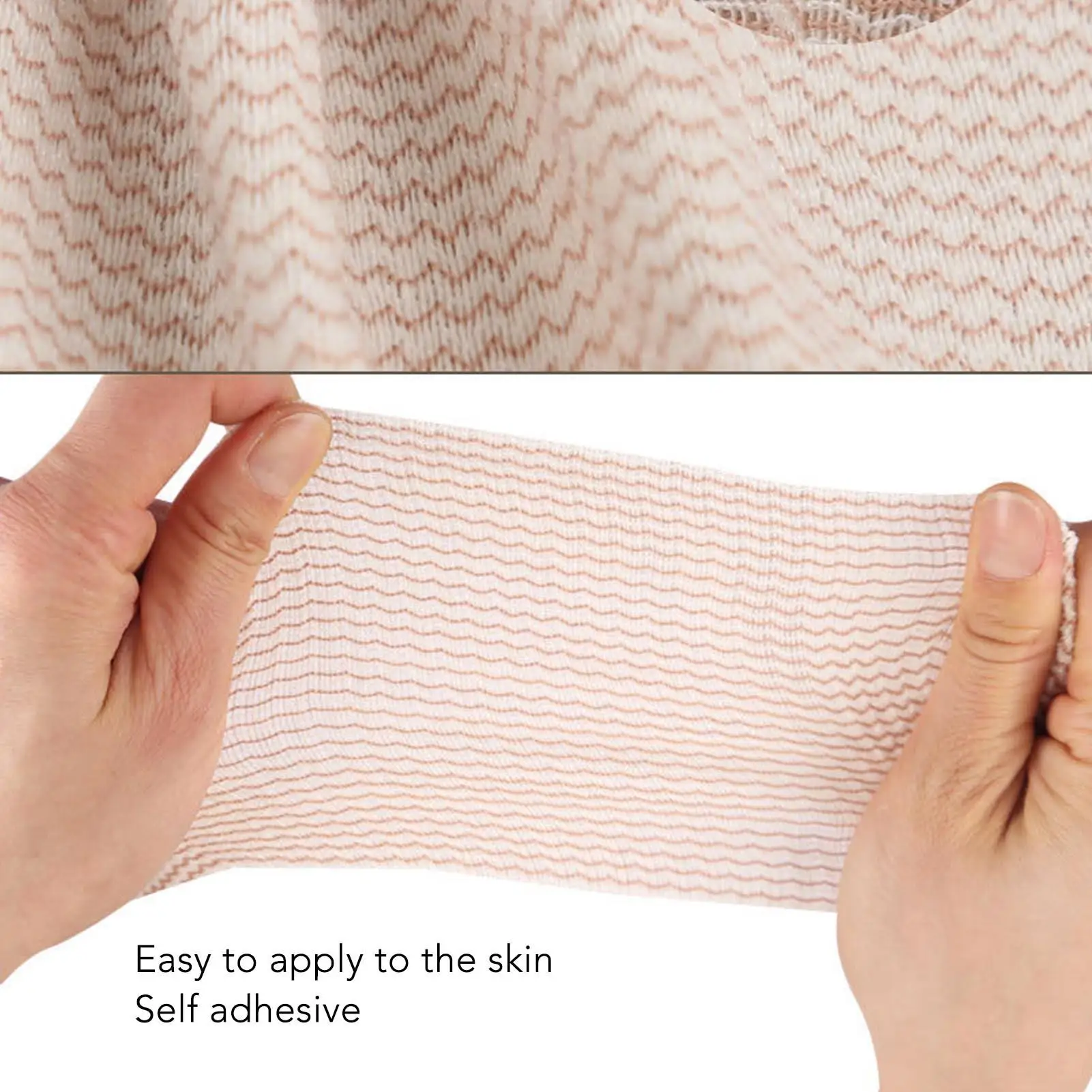 Self-Adhesive Elastic Cohesive Bandage Wrap with Hook & Loop Closure - Breathable Stripe for sports Reusability