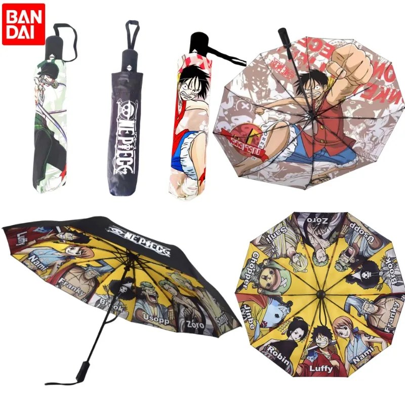 

One Piece Parasol Umbrella Cartoon Auto Folding Umbrella Japanese Manga Character Luffy Zoro Brooke Robin Peripheral Gifts