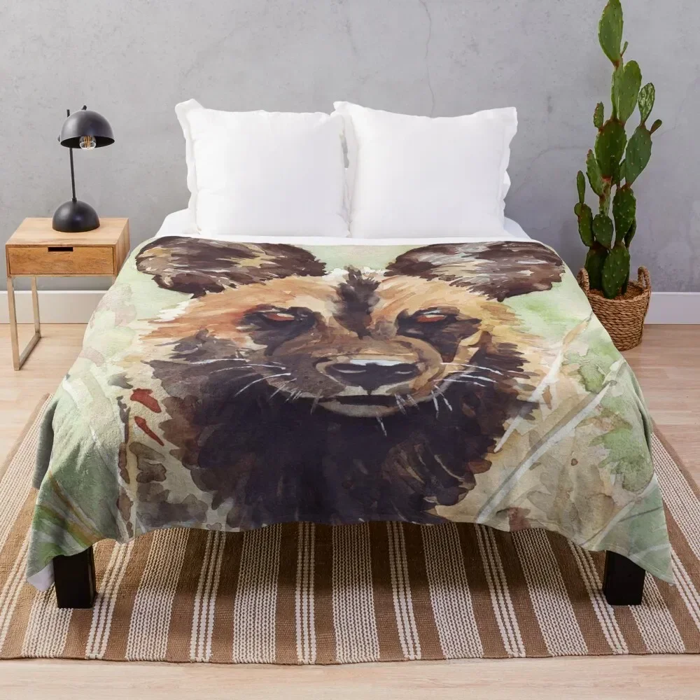 

African Wild Dog Throw Blanket Soft Plush Plaid halloween Fashion Sofas Plaid on the sofa Blankets