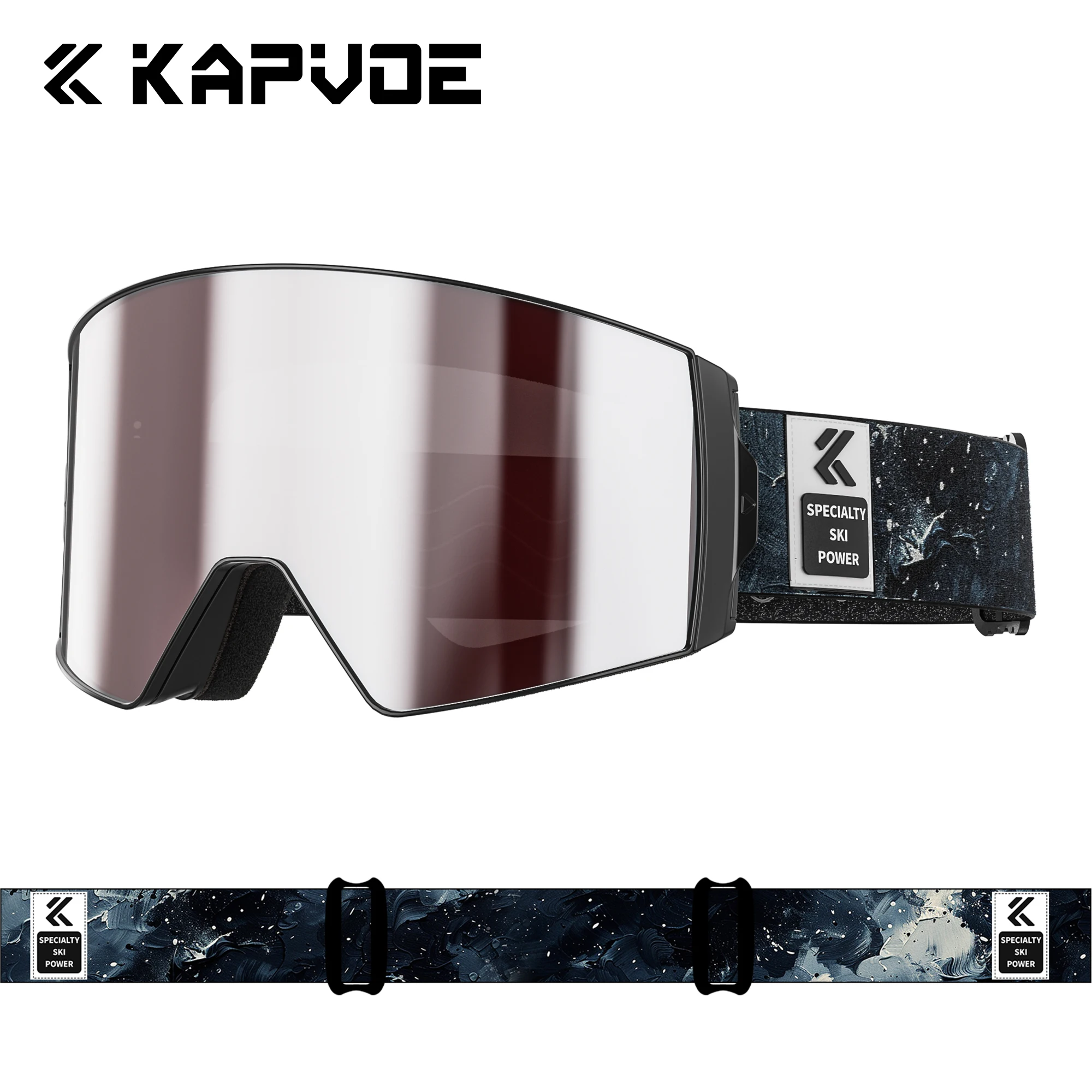 

KAPVOE Hot Ski Snowboard Mask Goggle Men UV400 Protection Snow Women Glasses Magnetic Attraction Anti-Fog Skiing Goggles Adult