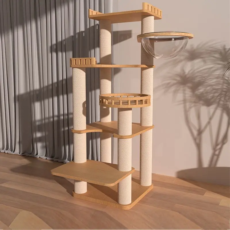 

Solid Wood Large Cat Tower Multifunctional Climbing Frame Cat Villa Multi-Story Cat Tree House Pet Supplies Pet Toy