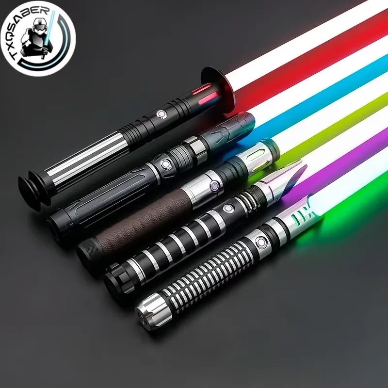 TXQSABER Heavy Dueling Lightsaber Neo Pixel RGB Juguetes Laser Saber Metal Hilt Smooth Swing Combat Cosplay Luminous Kids Toys