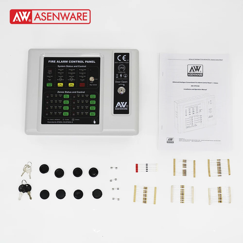 Asenware LPCB Approved 8 Zone  Wireless Conventional Fire Alarm Control System for home usage