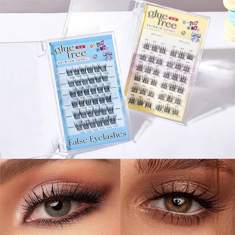 Gege Bear パールマーメイドつけまつげ: 接着剤不要、マンガスタイルの個別クラスター - 超自然な外観