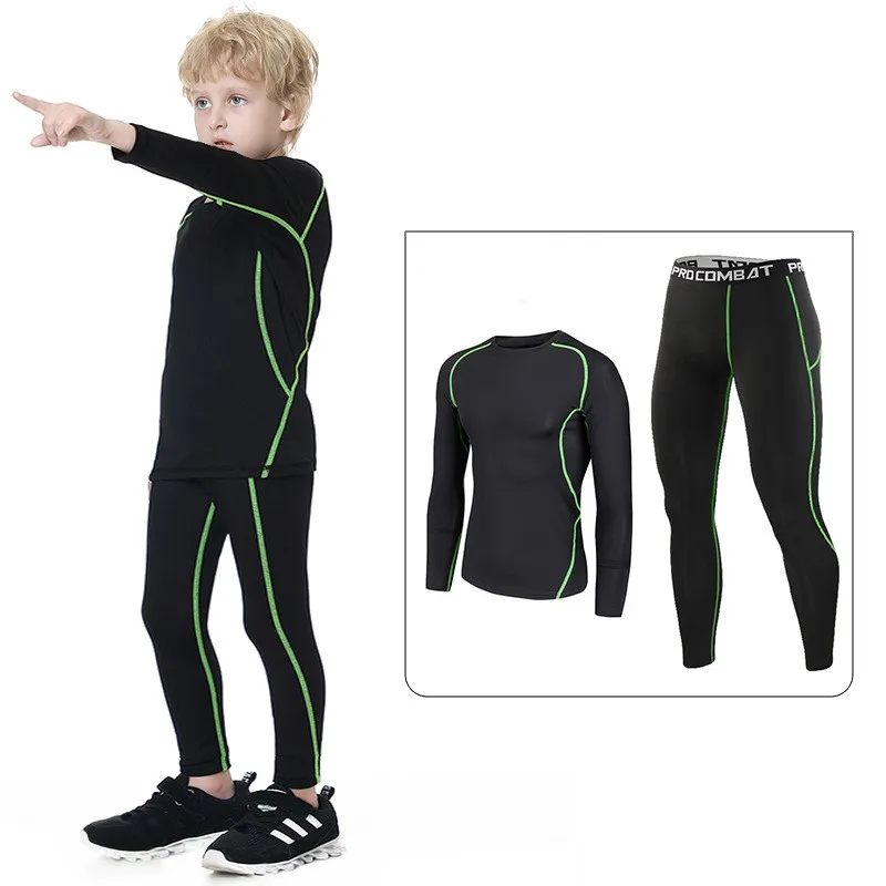 Children Football Basketball Jerseys Baby Boys Girl Tight Soccer Running Sets Kids Football Sport Underwear Tracksuit Suits 025