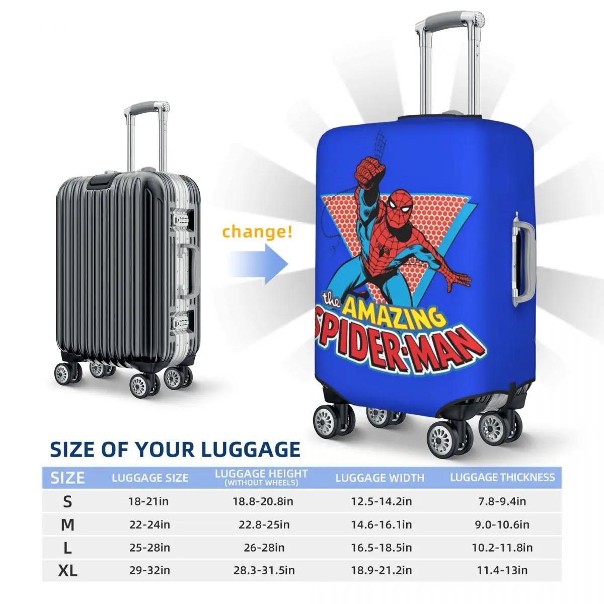 The Amazing Spider Man Graphic Suitcase Cover Cruise Trip Protector Vacation Fun Luggage Case