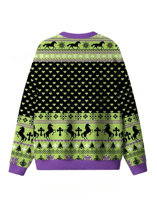 2026 New Ugly Christmas Sweater Pullover,Pixel Horse Retro 3D Print Sweatshirt, Men‘s Women’s Kid‘s Christmas Party Jumper
