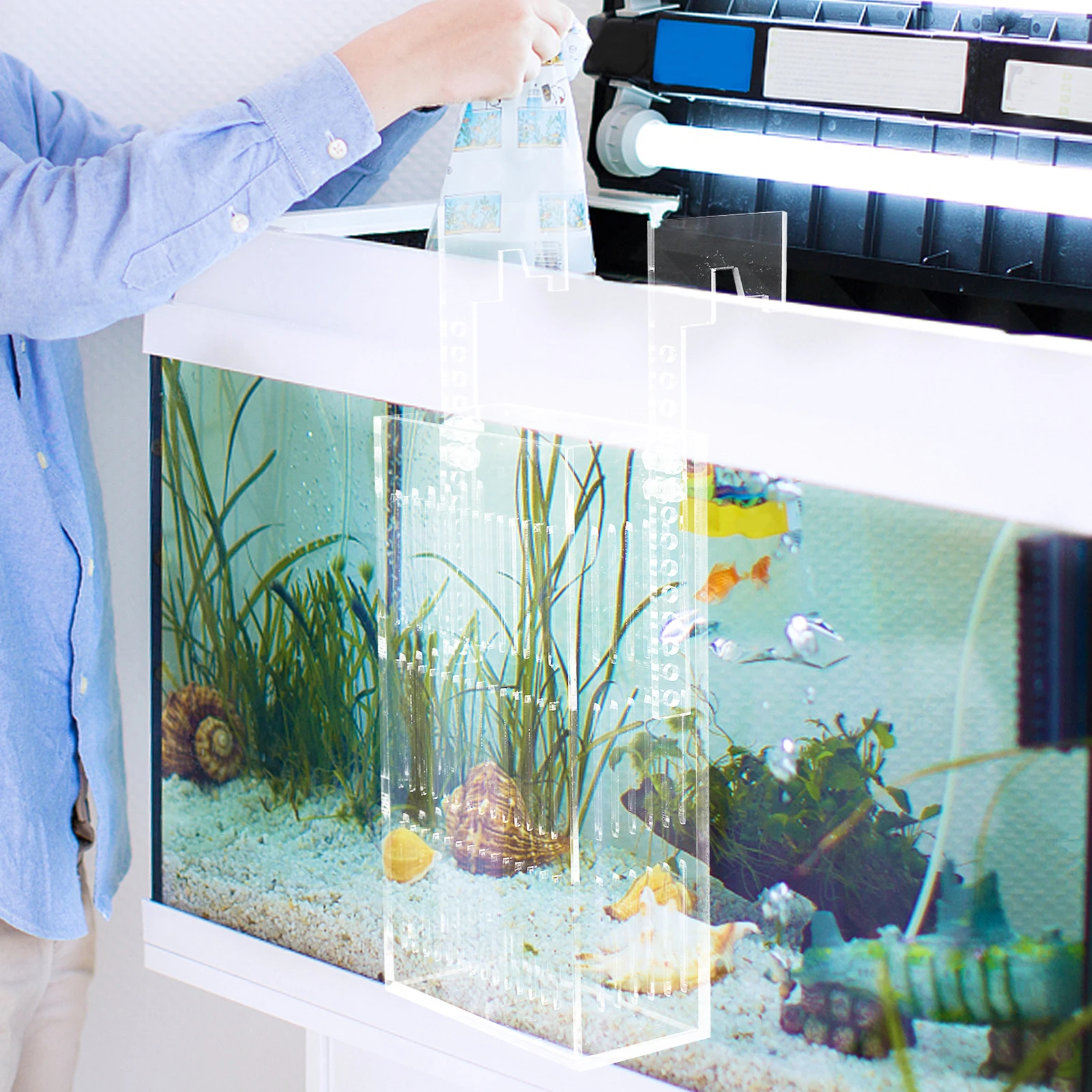 

Acrylic Aquarium Hatchery Box Fish Tank Separator Breeder Case Baby Fry Isolation Pond Turtle Habitat Incubator Container