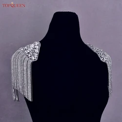 TOPQUEEN SP61 Handmade Shiny Epaulets Shoulder Board Patches Applique Rhinestones Sewing  Patch for Women Clothes Epaulettes