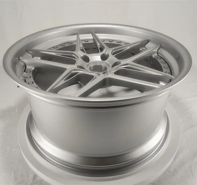 Customized   aluminium dip dish 2 Piece forged wheel  with sliver rivets passenger car wheels 5*112 5*120 5*114.3