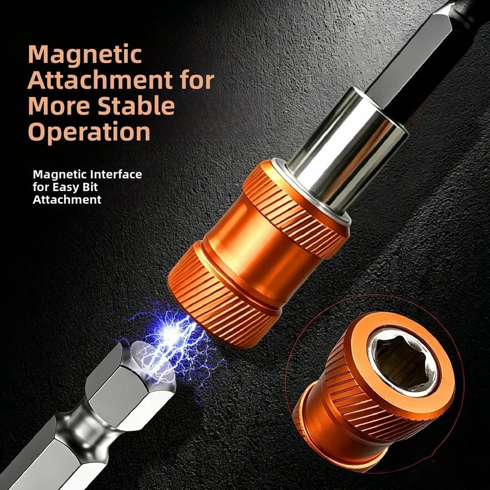 Hex Shank Extender Magnetic Bit Holder For Construction Tasks Dual Safety Locking Wear Resistant Material Power Tool Accessory
