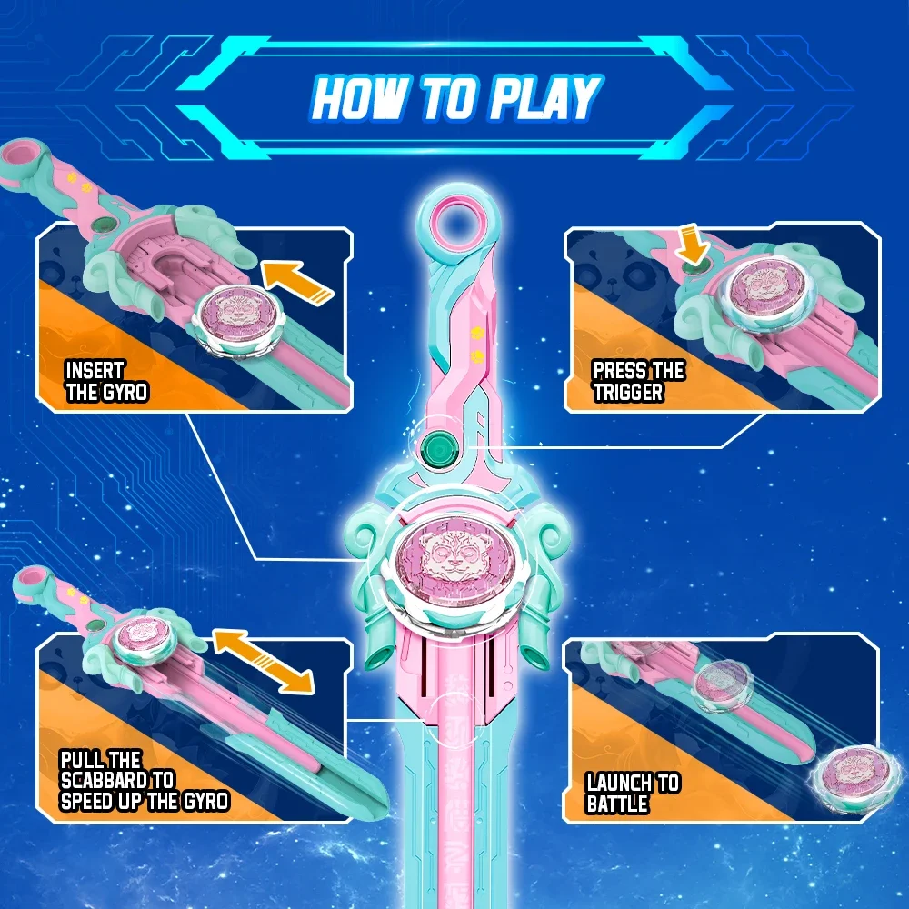 Infinity Nado 6 Power Pack - Spirit Wind Panda ترقية معدنية دوارة علوية الدوران، 39 سم قاذفة السيف لعبة أطفال هدية عيد ميلاد