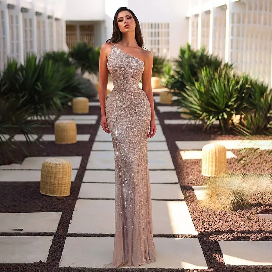 

Elegant Chic Woman Sequin Evening Dress for New Year 2025 Luxury Mermaid Weddings Events Floor Bridal Prom Dress Customized