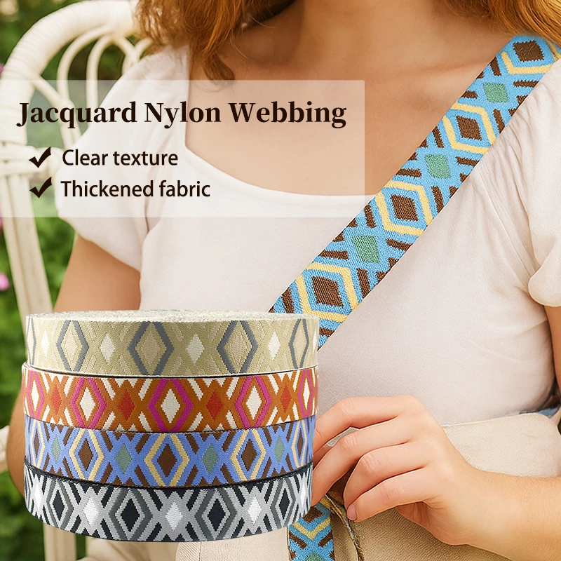 

2/5/8M 50mm Jacquard Webbing Strap for Sewing Shoulder Bag Strap-on Garment Belt Sling Decor Ribbons Band DIY Bags Accessories