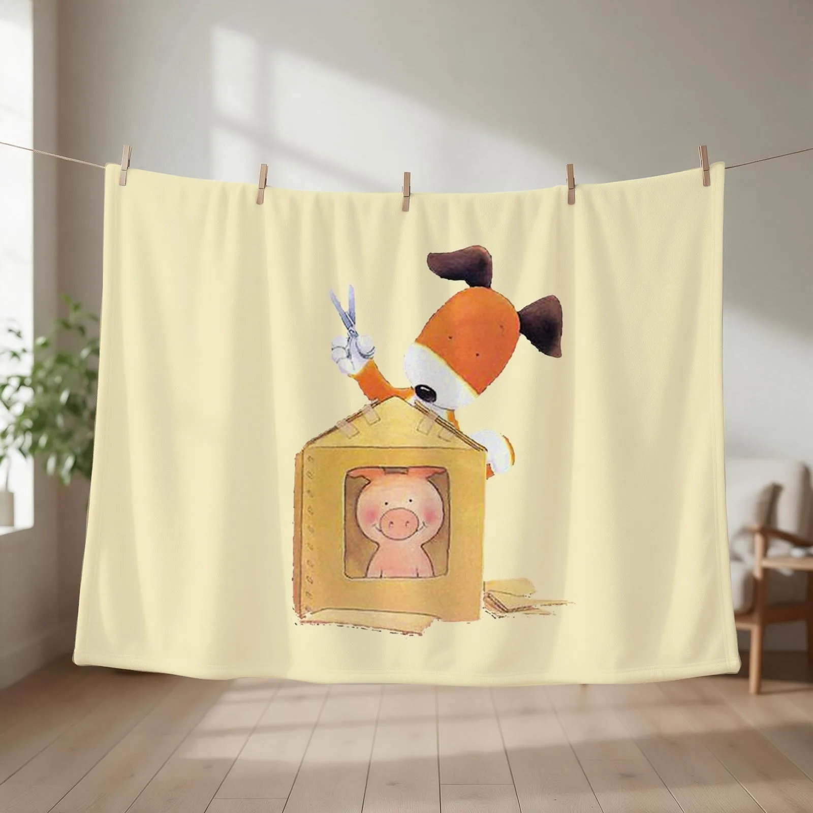 Kipper the dog and pig Throw Blanket couch cozy soft plush fuzzy picnic outdoor blanket