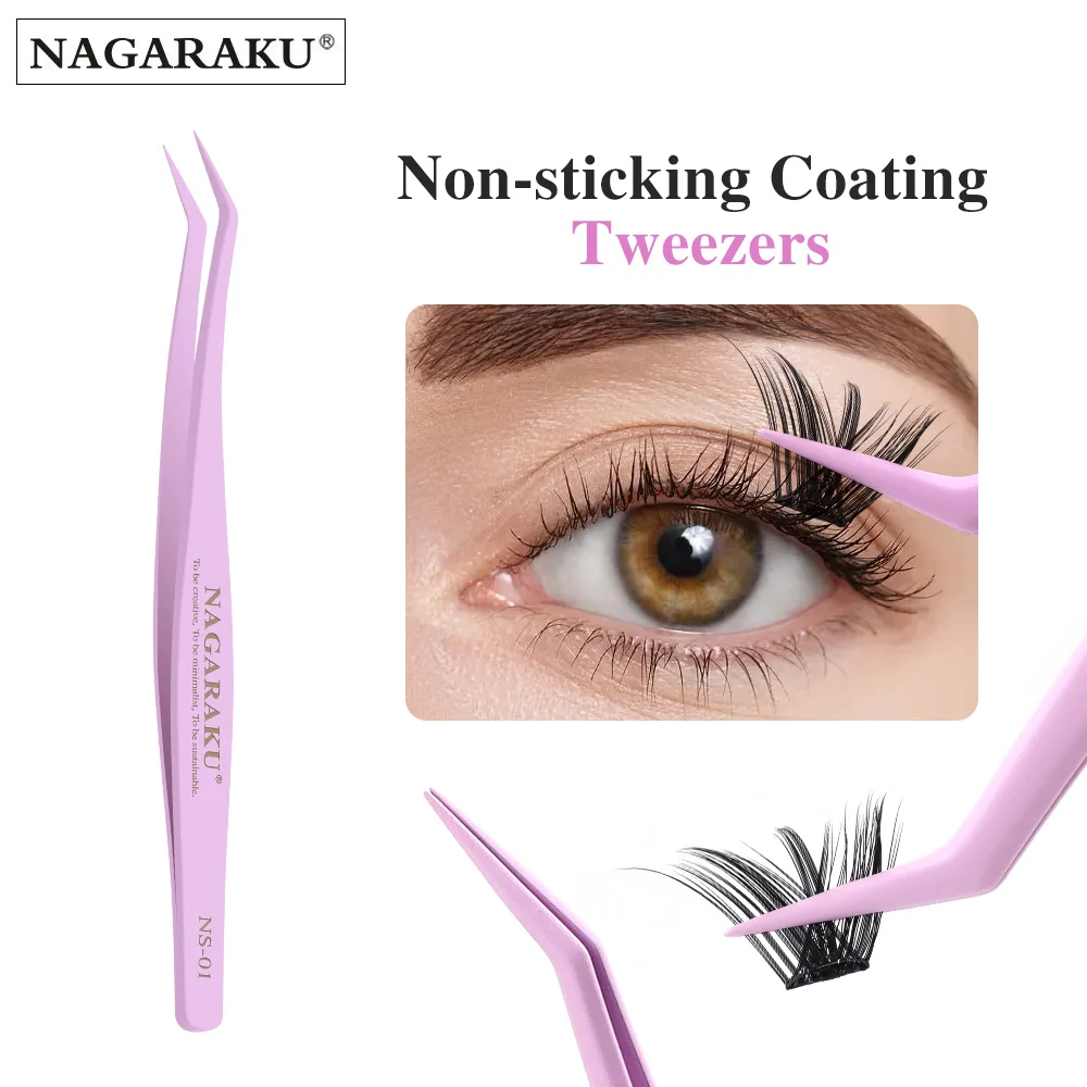 NAGARAKU NS-01 Pinzette DIY Antihaft-Wimpern Lila Pinzette Volumen Falsche Wimpernverlängerung Wimpernapplikator Make-up-Tools