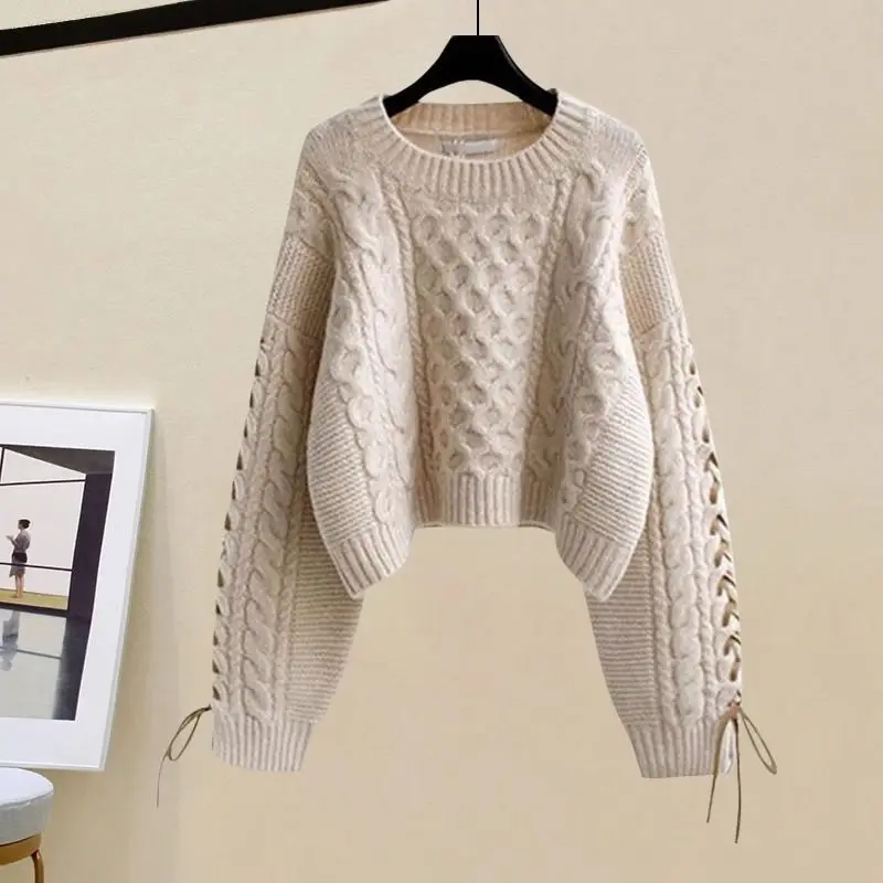 

Sweet Sister Gentle Wind Suit Women's Clothing Autumn and Winter Wear 2025 New Twist Sweater Long Sleeve Solid Color Comfortable