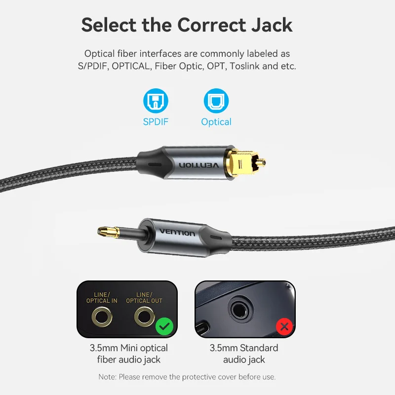 Vention 3.5mm Digital Optical Audio Cable Toslink SPDIF Coaxial Cable for Amplifiers Blu-ray Xbox 360 PS4 Soundbar Fiber Cable