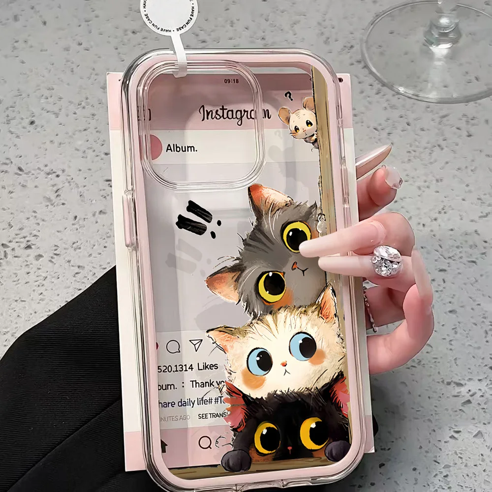 Niedliche lustige Katze Transparente Handyhülle für iPhone 17 13 16 15 11 12 14 Pro Max 17 Air XR X Hülle Silikon Weiche Stoßfeste Abdeckung – Detail 1
