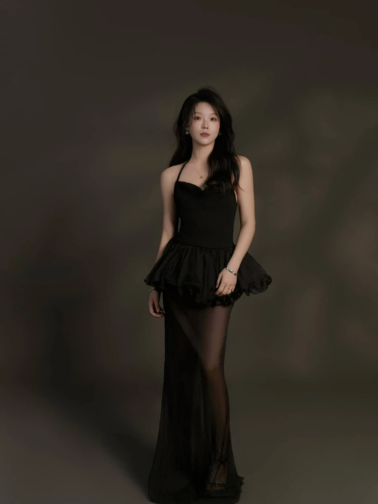 

Black Dress for Artistic Photos Personal Portraits Studio Quality Emotion Portrait Fashionable Women's Clothing 2026 Spring