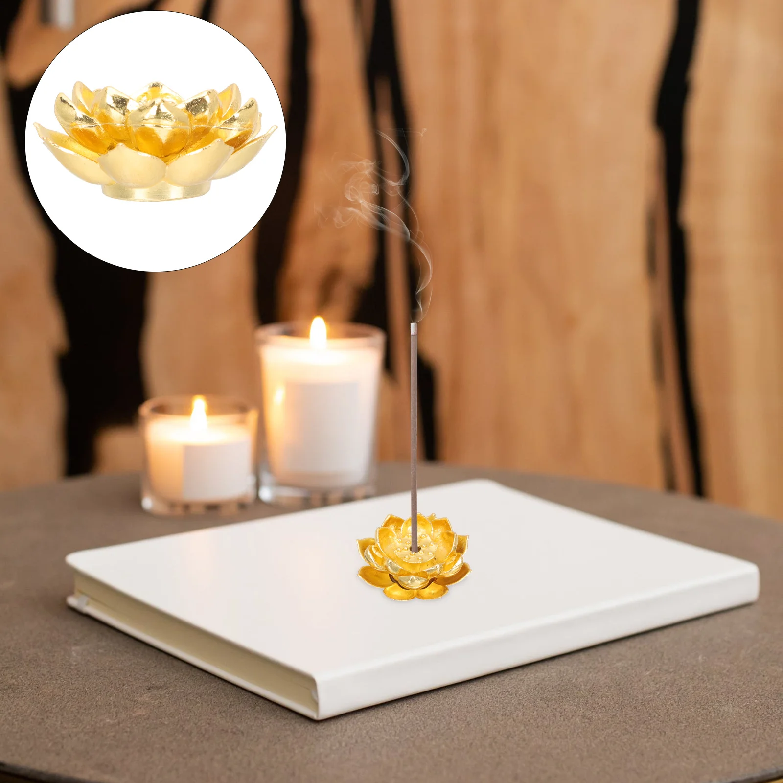 

4Pcs Decorative Lotus-Shaped Copper Incense Stick Holder Mini Burner Stable Non-Slip Incense Stand for Home Study Library