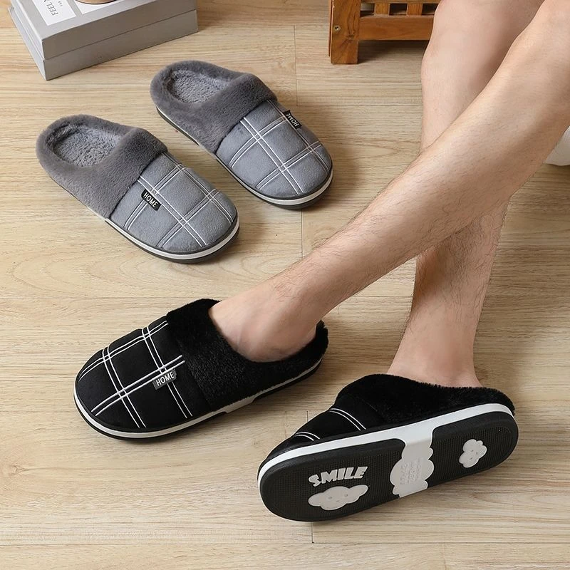 Winter Cotton Slippers Men Women Plus Size Warm Plush Fur House Slippers Thick Sole Cozy Indoor Home Extra Large 2026