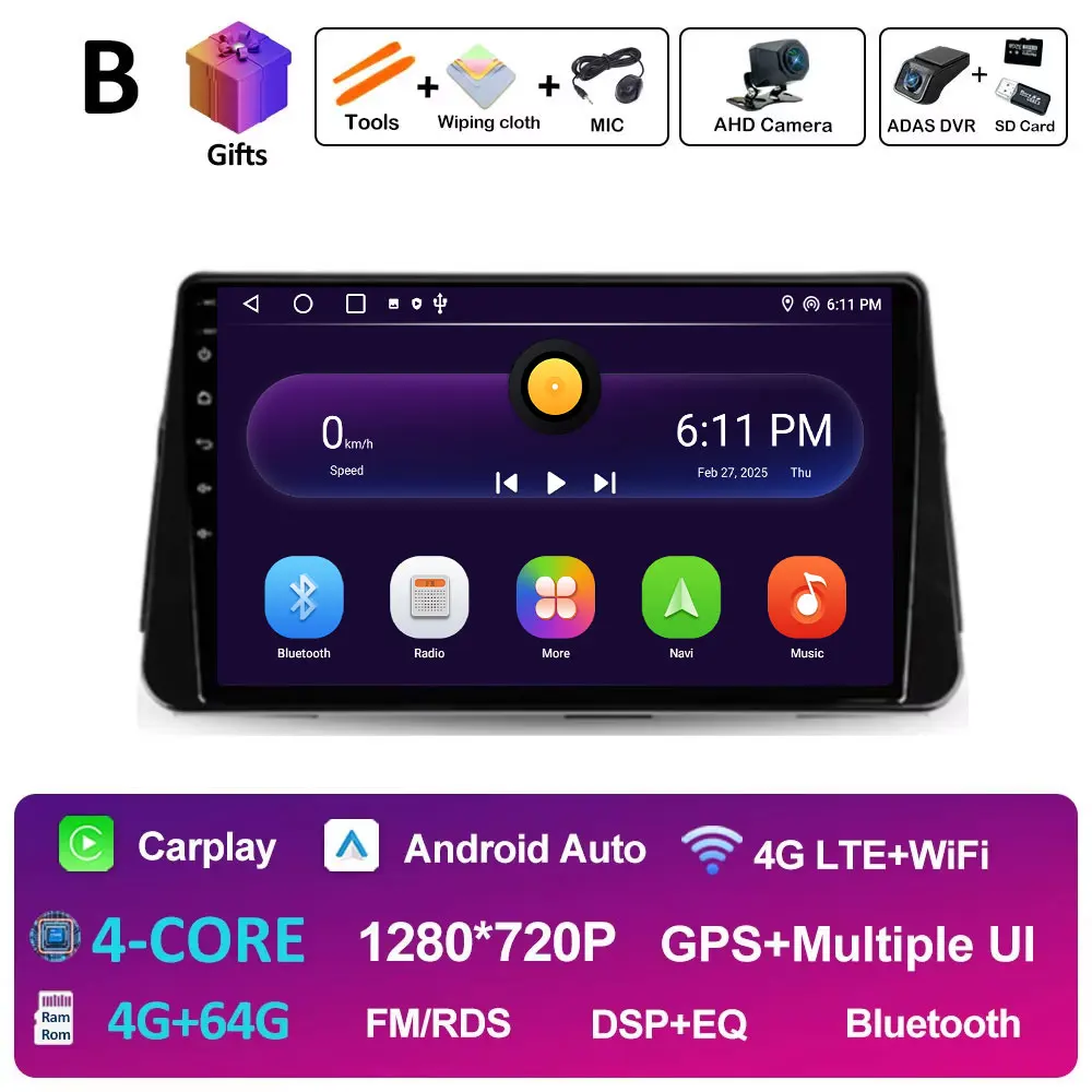 Android 14 Draadloze Carplay Auto voor NISSAN MICRA KICKS 2017 2018 2019 Autoradio Multimedia Videospeler 4G Navigatie GPS BT