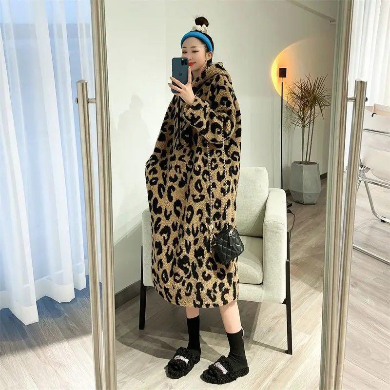 Autumn/Winter Womens Mid length Leopard Print Loose Coat