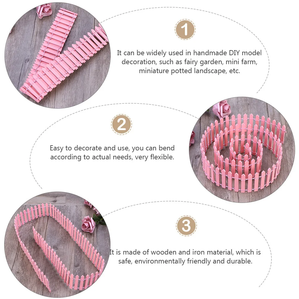 

2Pcs Miniature Fence Wooden Iron DIY Fairy Garden Decor Flexible Micro Landscape Plant Pot Accessory Miniature Fence