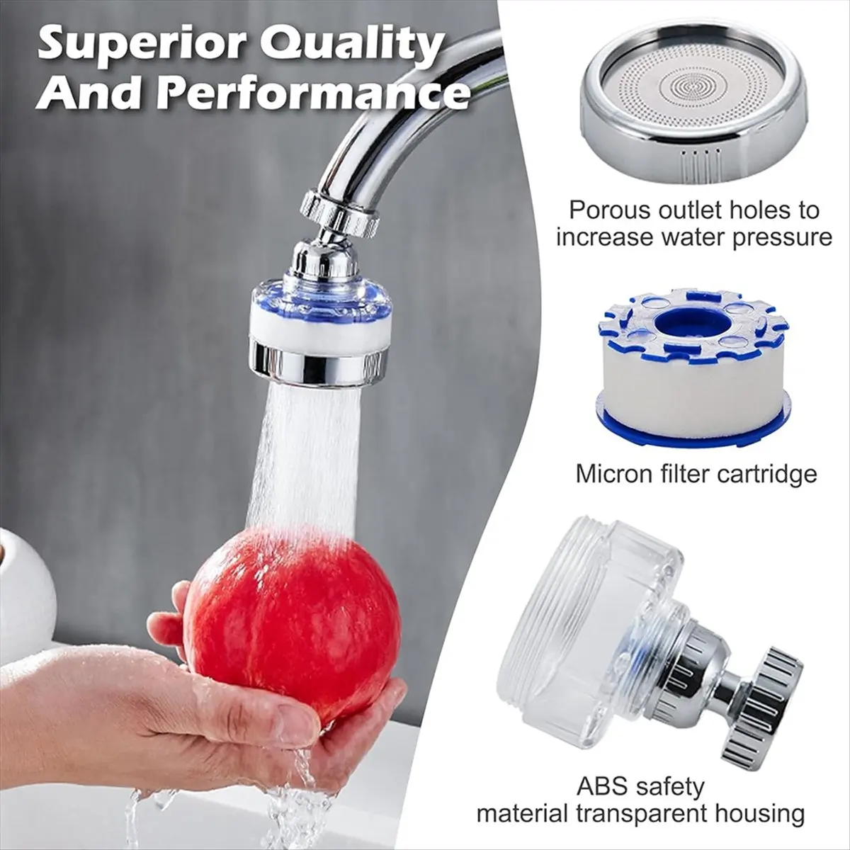 جديد 3 مجموعة بالوعة صنبور تصفية المياه، العالمي 360 ° منقي مياه صنبور المطبخ الدوار، فلتر صنبور الحمام #5