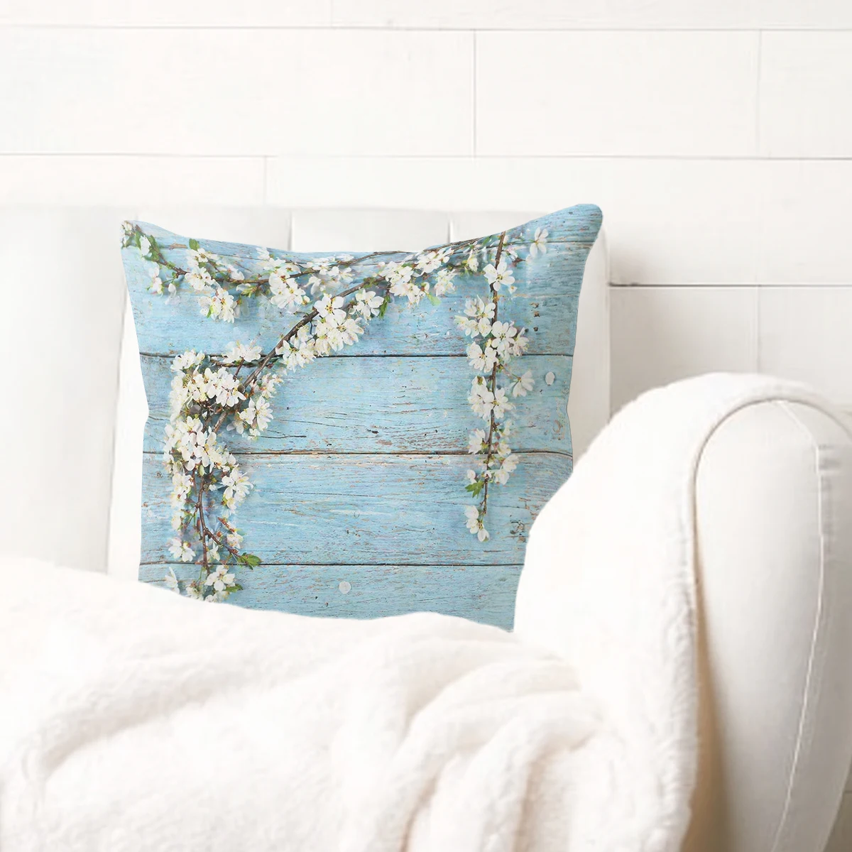 Seaside Beach Shell Pattern Polyester Pillow Cover - Coastal Style Decorative Cushion Case for Home Sofa Bedroom