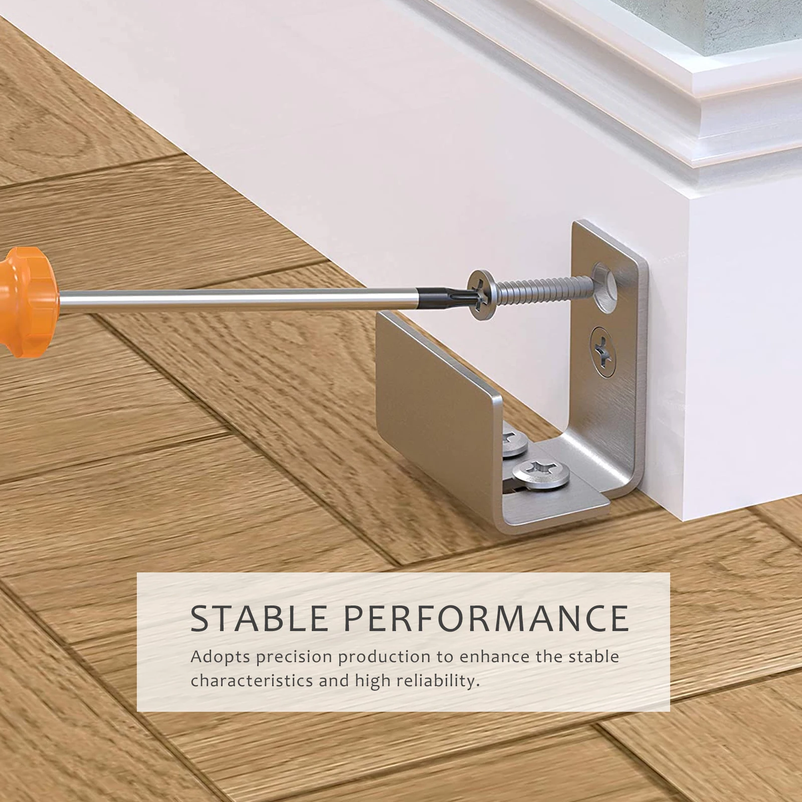 

2 Pcs Stainless Steel Floor Guide Track Adjustable Bottom Barn Door Silver Smooth Edges Precision Required Easy