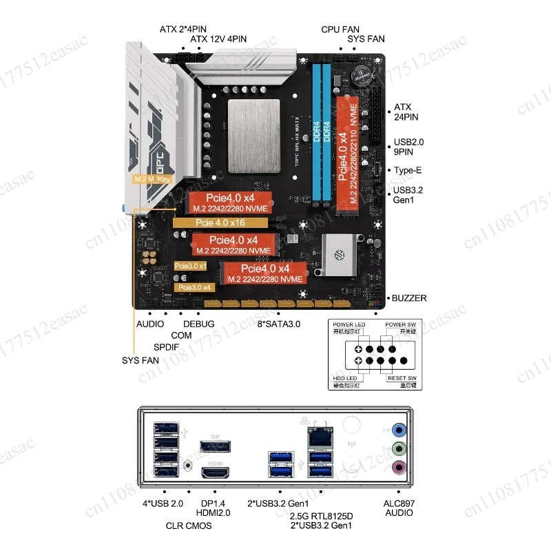 TOPC MATX Motherboard With Onboard Intel Core I9-14900HX DDR4 2.5G LAN Budget DIY Gaming PC