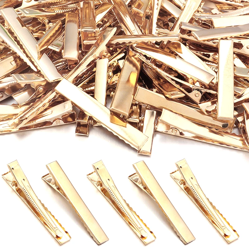 30-50pcs Hair Alligator Clips Metal Single Prong Duck Bill Hair Clips Flat Top with Teeth Curl Clips For DIY Hairpin Accessories