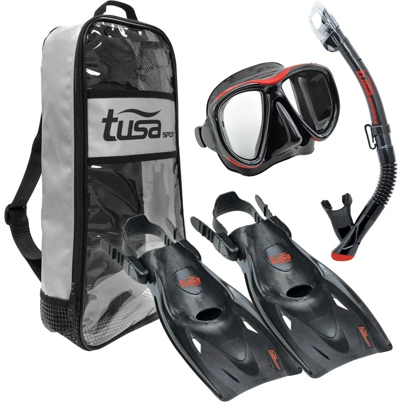 

TUSA Sport Adult Powerview Mask, Dry Snorkel, and Fins Travel Set