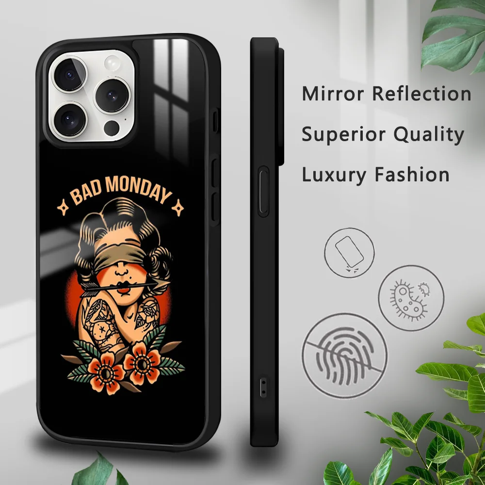 Cool Old School Tattoo Phone Case For iPhone 16 15 14 13 12 11 Pro Xs Max Mini Plus Celulares Hard Funda