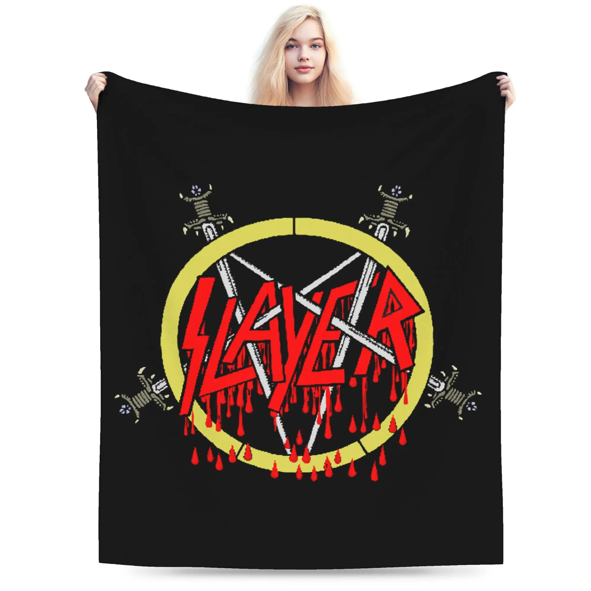 Custom Ultra-Soft Fleece S-Slayers Logo Throw Blanket Warm Flannel Heavy Metal Band Blankets for Bedding Office Couch Bedspreads